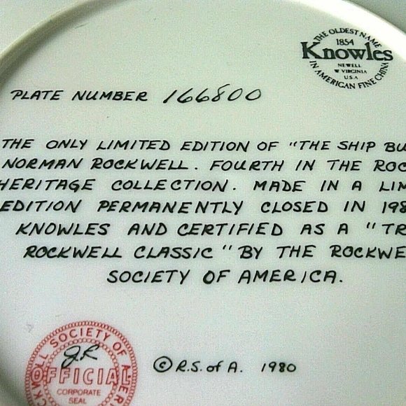 Norman Rockwell Collectible Decorative Plate Ship Builder Display Heritage Wall - Picture 3 of 16